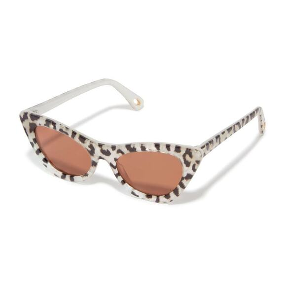 Lele Sadoughi Leopard Cat-eye UV Sunglasses Gold Logo - Picture 4 of 15